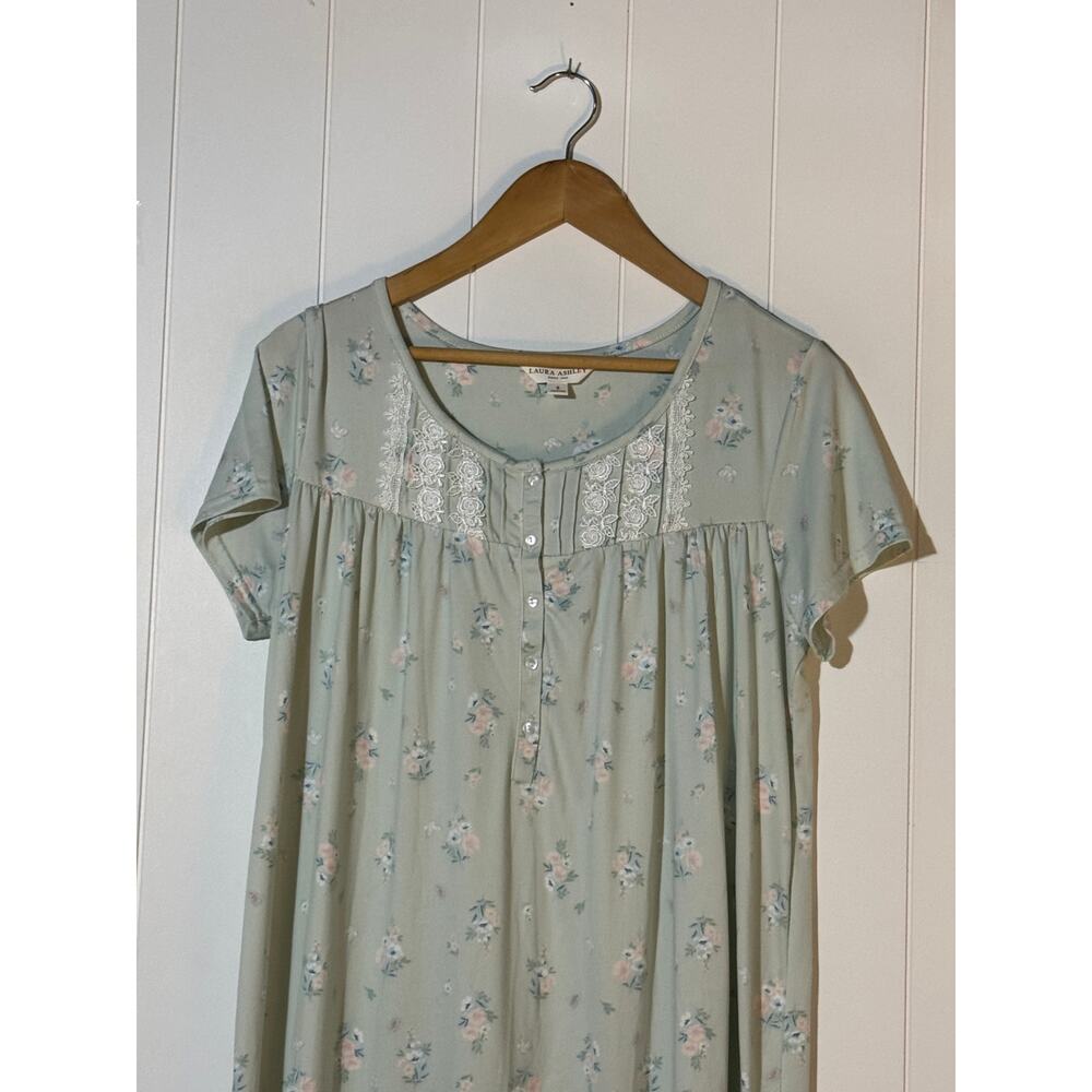 Laura Ashley Nightgown Floral Cotton Sleep Dress Short Sleeve Size Small - Picture 3 of 8